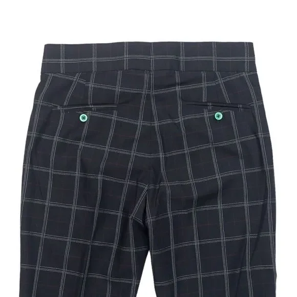 Mens Gurkha Pants Black White Red Plaid Check Straight High Waist Flat Front 32